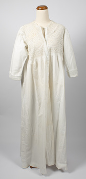 Front view of long, white cotton nightie on mannequin