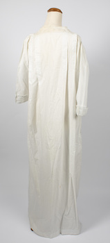 Back view of long, white cotton nightie on mannequin