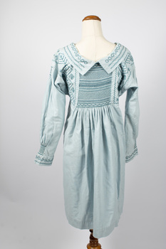 Back view of dress showing extensive smocking