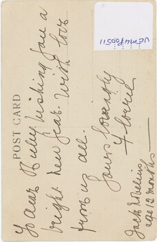 Cursive script, written to someone as a new years greeting. 