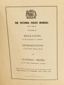 Title page of police manual, revealing extended title and publication details.