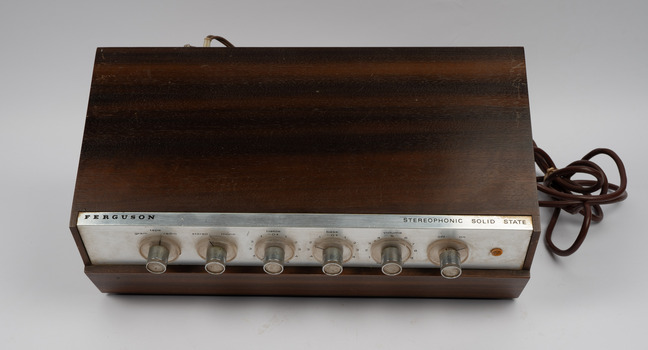 Front of amplifier showing a row of control buttons