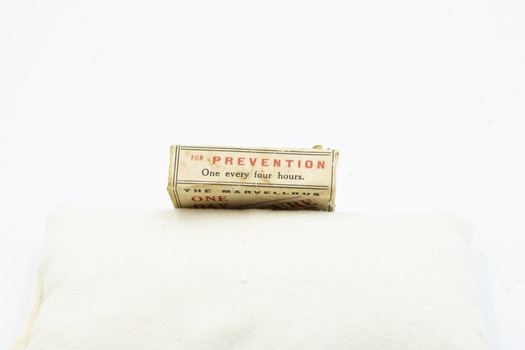 Side of pill box made by Rocke & Tompsitt one day cold cure