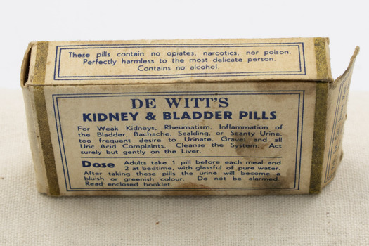 Side markings of De Witt's Kidney & Bladder pill box