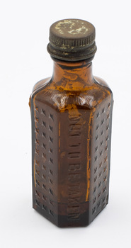 Side view of medicine bottle.