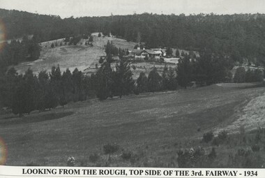 Fairway in foreground with the club house in the back ground and environs