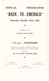 Front of programme with headline details of celebration