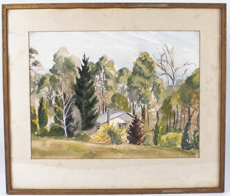 Water colour painting in wooden frame
