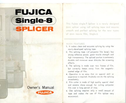 Front page of Owner's Manual for Splicer