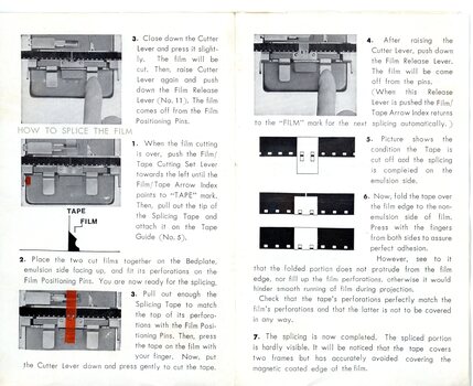 Inside of Owner's Manual for Fujica Splicer