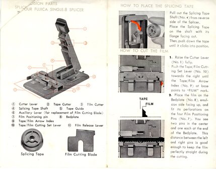 Inside pages of Owner's Manual for Fujica Splcer