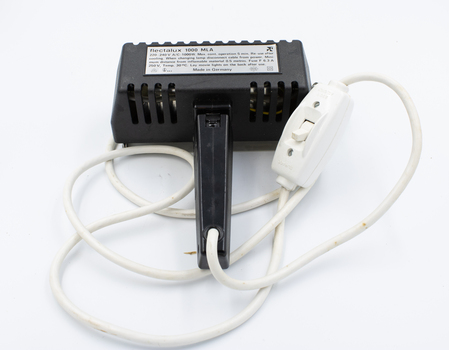 Back view of halogen light with label visible