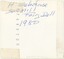 The reverse of a photograph, with handwriting in blue pen and a printed serial number.