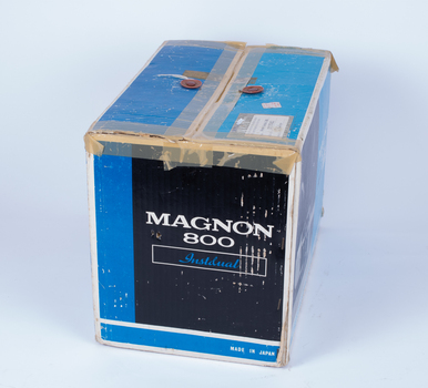 Side view of movie projector box