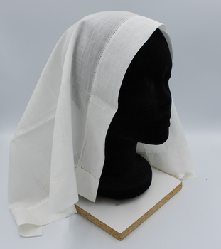 Side view of nurse veil draped on model
