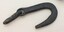 A large iron hook with a smaller loop through the hook's eye.
