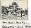 A black and white photograph of a bus, attached to annotated card.