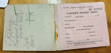Inside front cover of docket book showing name and details of the user of this book