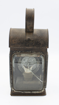 Front view of railway lamp.