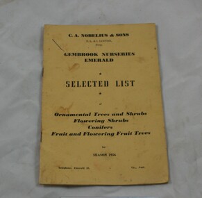 Document - Gembrook Nurseries Sales Catalogue, N. J. Gill Print, 1956
