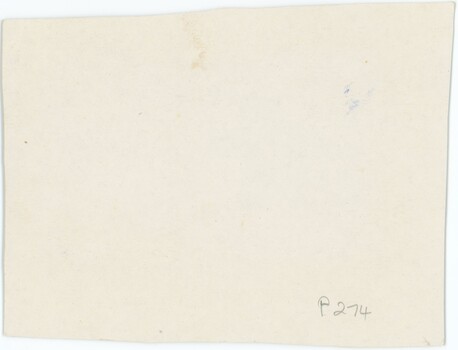 A mostly blank piece of cream card, with a handwritten accession number in pencil in the bottom-right.