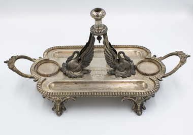 Desk stand with inscription visible