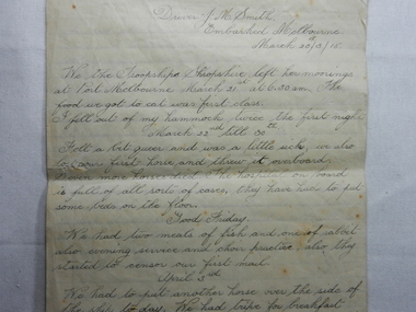 Diary of John McMahon Smith  -  (Item held by Monash Memorial Defence Library), John McMahon Smith, March 1915 to June 1915
