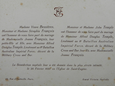 Letters of Alfred Douglas Temple, Alfred Douglas Temple, 1917 - 1920 & 1941