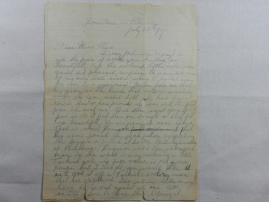 Letter of Edwin Charles Waldegrate Lloyd  -  (Item held by Monash Memorial Defence Library), Edwin Charles Lloyd, 12/7/1917