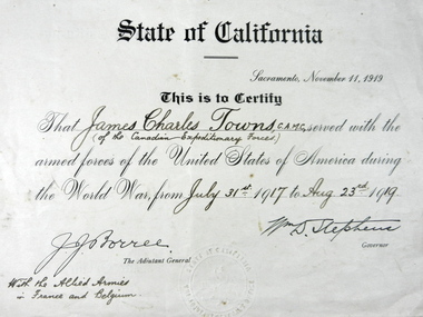Service and Discharge Certificates of James Charles Towns