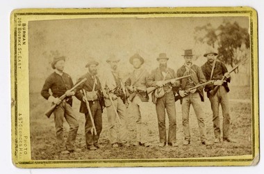 Carte de Visite (seven armed men), Burman Photo