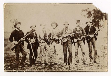 Photograph (seven armed men), 1878