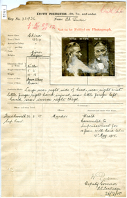 Prison record (Ah Tune), 26 July 1918