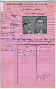 Prison record (Andrew Watson), 22 July 1921