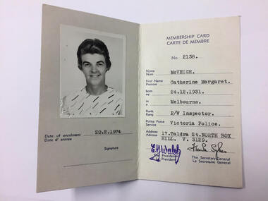 Identification Card, Catherine Margaret McVeigh, 20 February 1974