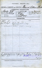 Record of Conduct and Service (Edward William Sharpe)