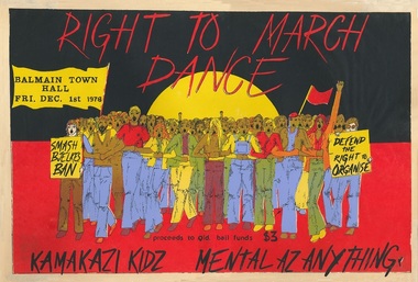 Poster, Right to march dance : Balmain Town Hall, Fri, Dec. 1st 1978, 1978