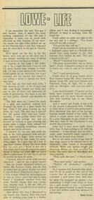 Article, Lowe, Barry, 1947, Barry Lowe, Lowe-life, in The Sydney Star, v.3, n.13, 29 January 1982, p.7, 29 January 1982
