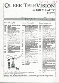 Ephemera, Queer Television : Programme Guide, 7-9 February 1992, February 1992