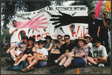 Photograph, B-News, Lesbians and Gays for Reconciliation, Queers stick with Wik, Pride March, Melbourne, 1998 (5), 1998