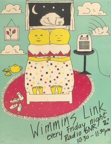 Poster, Wimmins Link : every Friday night : Radio 6NR 92.7khz. 10.30 - 11.30pm