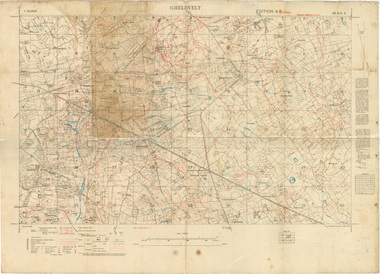 Map 1:10,000 GHELUVELT  Edition 6 B (Local) GSGS 3062 Ordnance Survey July 1917 Trenches corrected to 12/9/1917