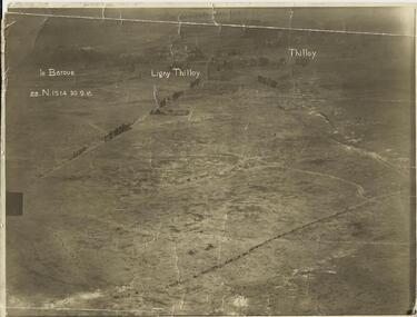 AERIAL PHOTOGRAPH, (Oblique shot of battlefield) 30/9/1916, LE BARQUE...... LIGNY THILLOY....... THILLOY,    22.N.1514