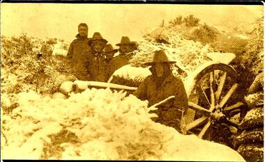 AWM collection, https://www.awm.gov.au/collection/P10427.022/, H visiting a gun crew on Gallipoli, circa 29 November 1915, following the snow-storm