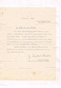 Letters (x 2)  dated 20 April 1919, from J Talbot Hobbs, Lieut.General, Commanding Australian Corps, re Bob's wish for demobilisation