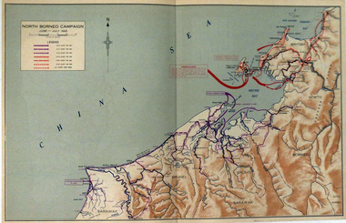 Map, NORTH BORNEO CAMPAIGN.  June-July 1945