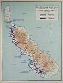 Map, BOUGAINVILLE CAMPAIGN.  Nov 1944-June 1945