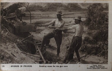 Work on paper - ANZACS in FRANCE, Drawing water for the gun crew, WW1