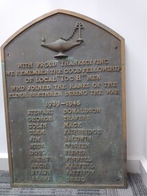 Plaque - TOC H Memorial Plaque bronze WW2, TOC H Warrnambool