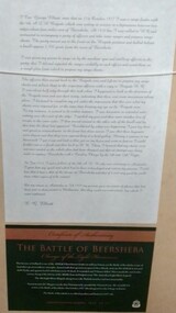 Work on paper - Battle of Beersheba. Information on Back of 0350.1  with Certificate of Authenticity